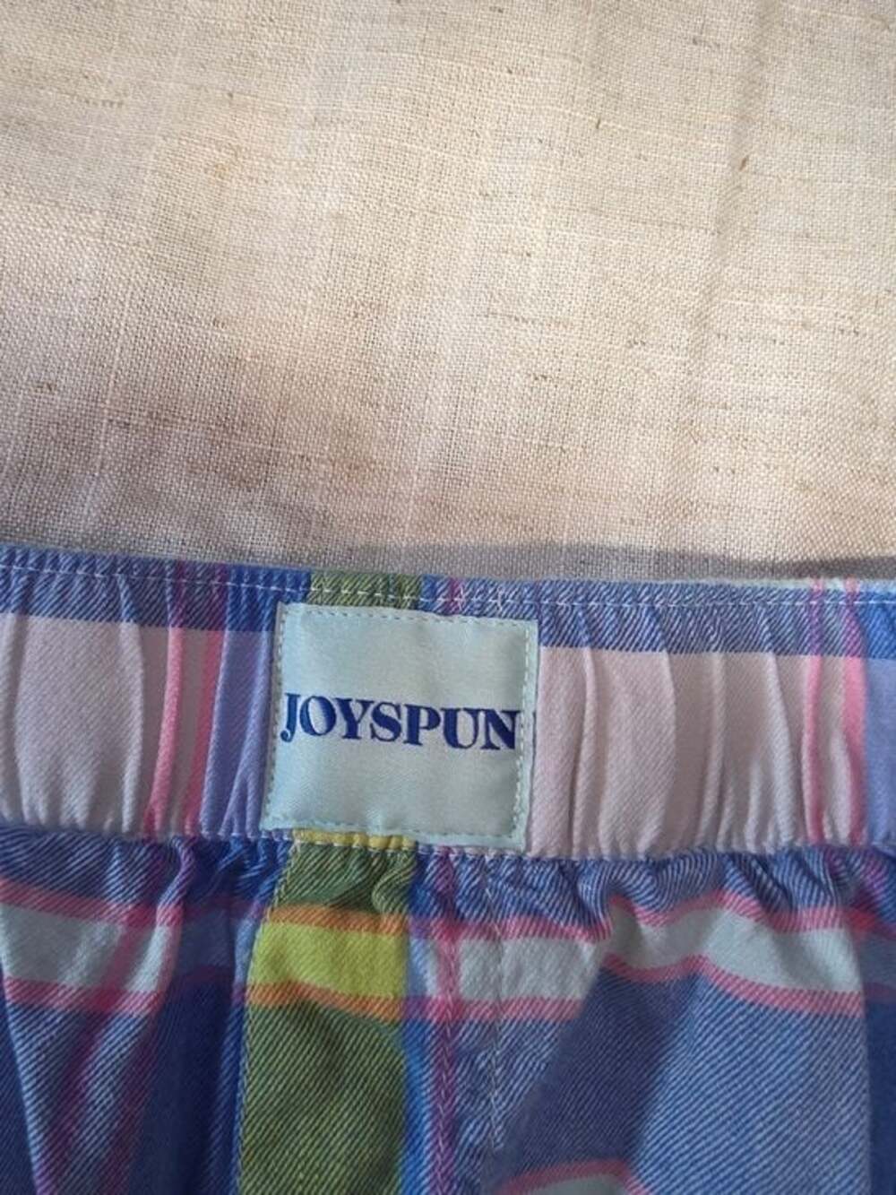 JOYSPUN Plaid Shorts in Blue, Pink & Green